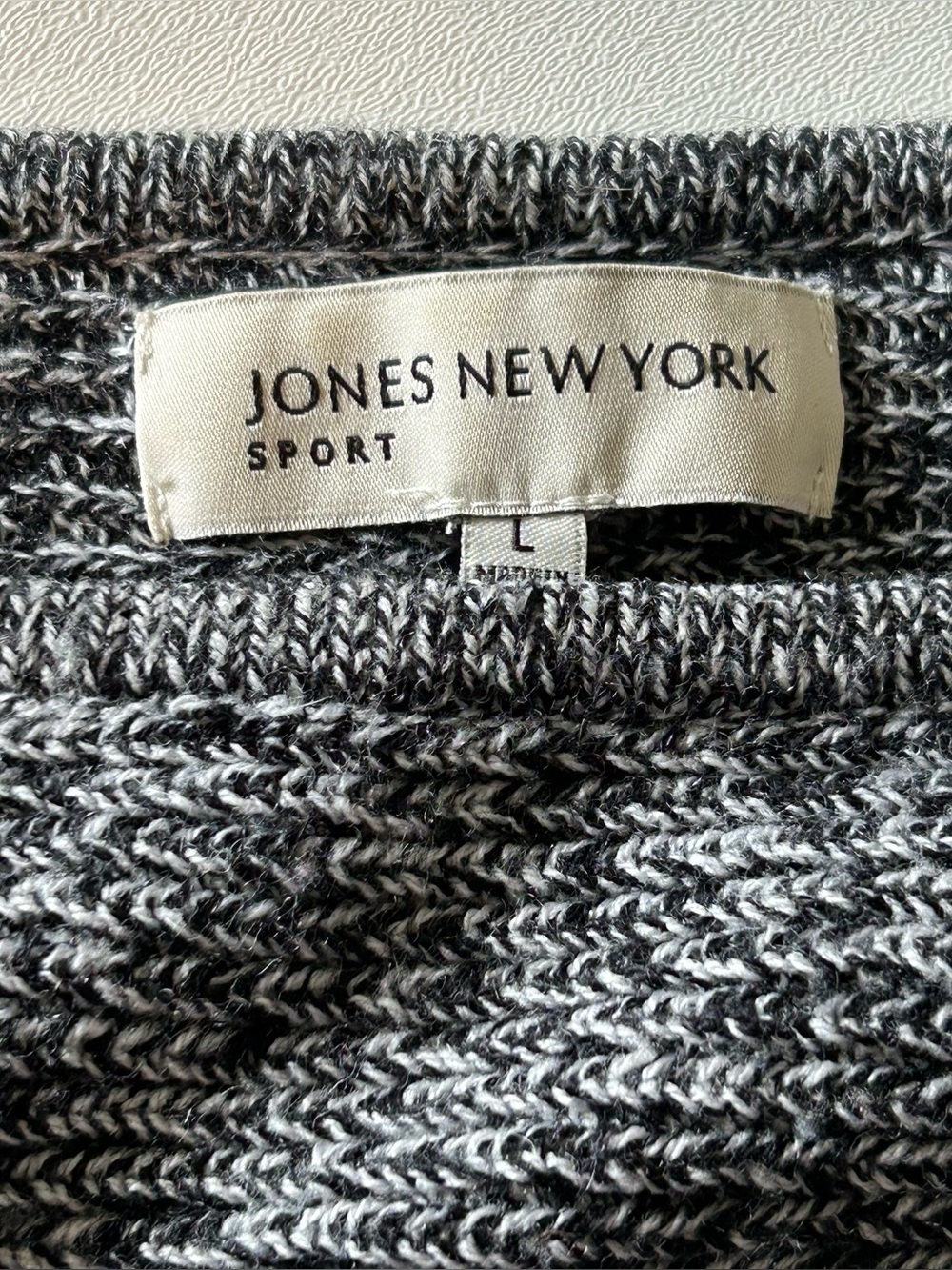 JONES NEW YORK Sport Woman Large L Black White Marled Knit Sweater. - Picture 6 of 6